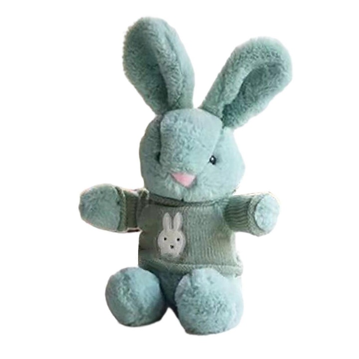 Plüss nyúl játék, levehető pulóver, puha, többszínű, 30cm