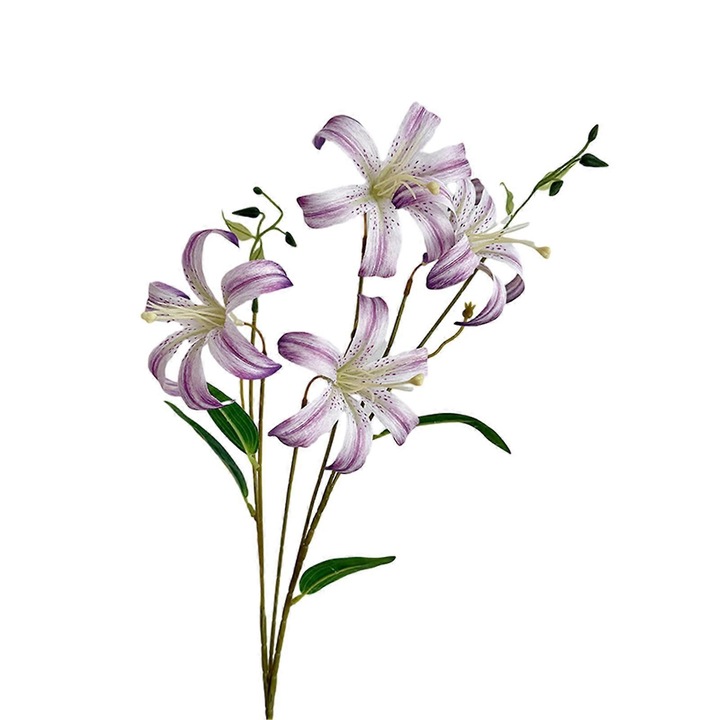 Művirág liliom, hajlítható, szintetikus selyem, világoslila, 85cm