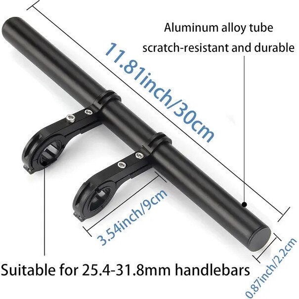 Extensie ghidon bicicleta 30cm aluminiu, negru, 31.8mm - eMAG.ro