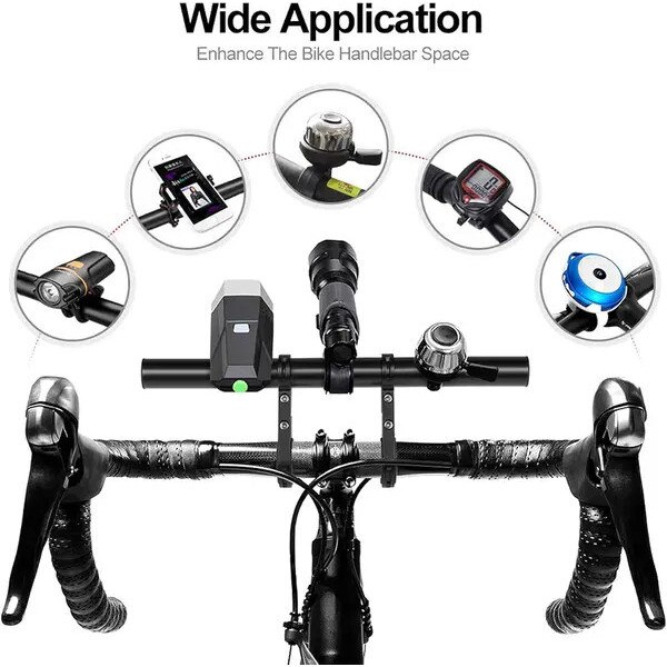 Extensie ghidon bicicleta 30cm aluminiu, negru, 31.8mm - eMAG.ro