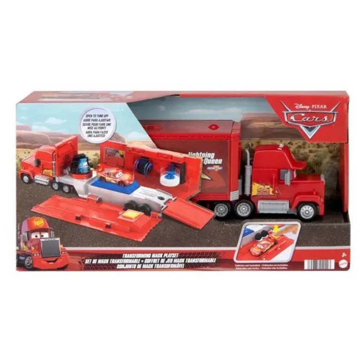 Mack Cars piros szállító kamion és műhely 33x7x10cm szett