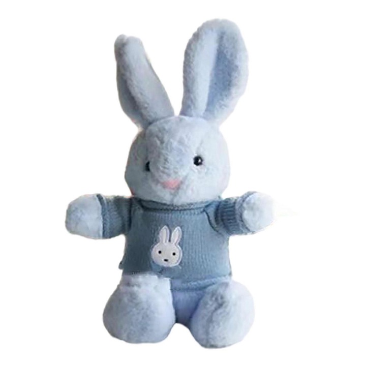 Plüss nyúl játék, levehető pulóver, puha, többszínű, 30cm