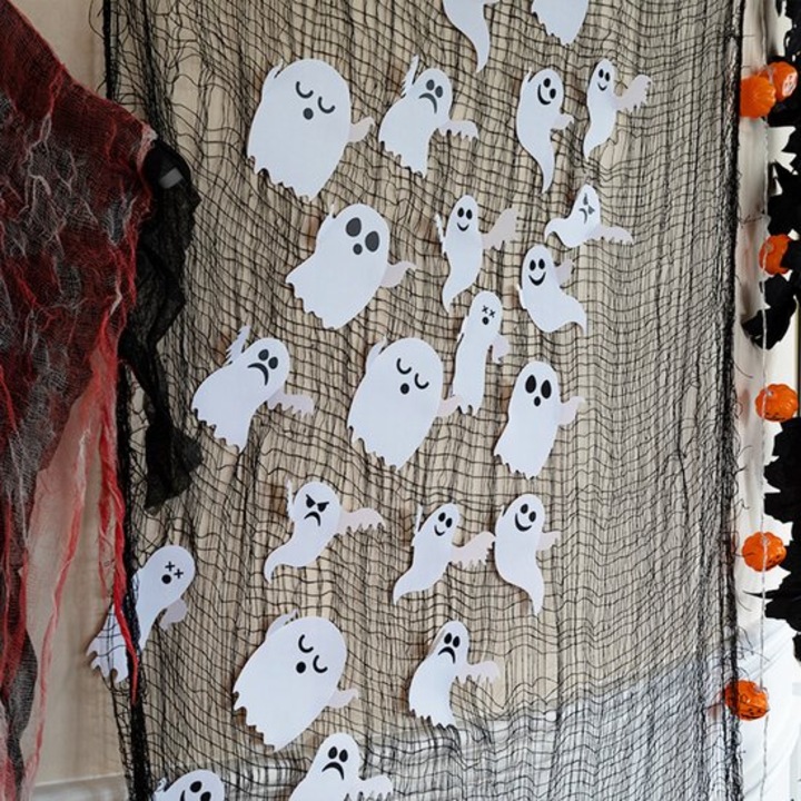 21 db falmatrica szett Halloween szellemek 3D fehér 10x15cm