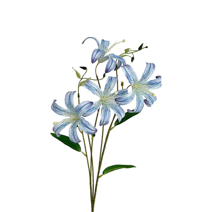 Művirág liliom, 85cm, világoskék, hajlítható, műselyem