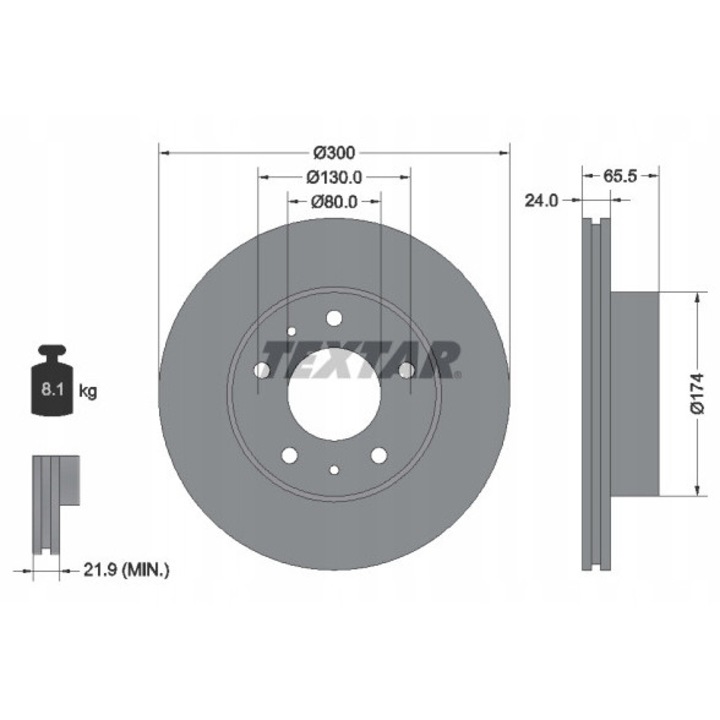Textar féktárcsa 300x24x65,5mm szellőztetett készlet 2 darab