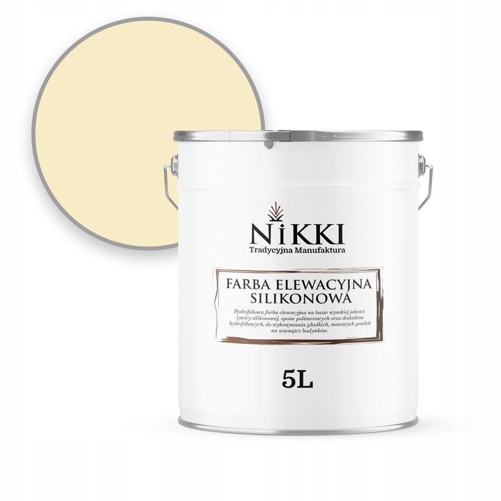 NIKKI 5L kültéri homlokzatfesték, világossárga, matt, UV-álló