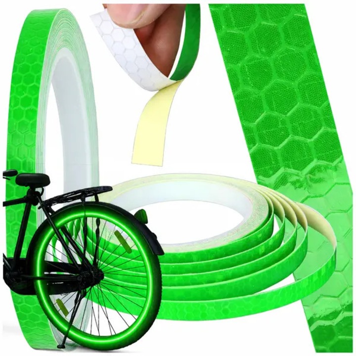 Banda reflectorizanta verde 8m autocolanta flexibila 1cm