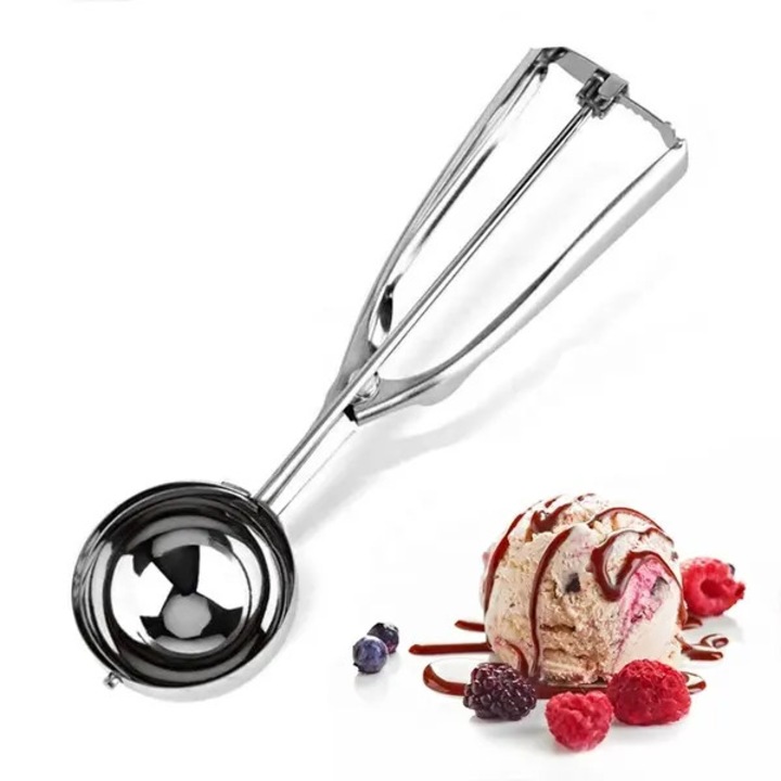Fagylaltkanál 4cm, rugós mechanizmus, rozsdamentes acél, 21cm
