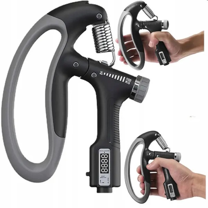 Antrenor de mana cu contor, rezistenta reglabila 10-100 kg, negru, compact