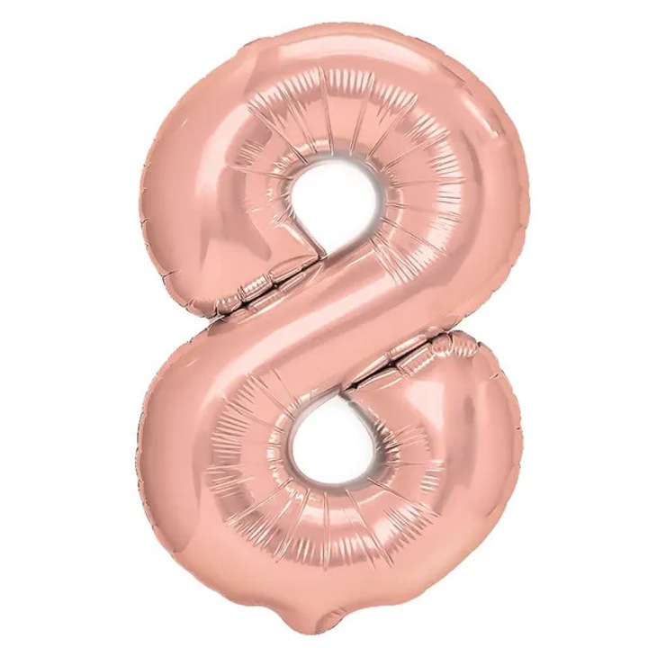 Fólia lufi, 8-as szám, 40cm, rózsaarany