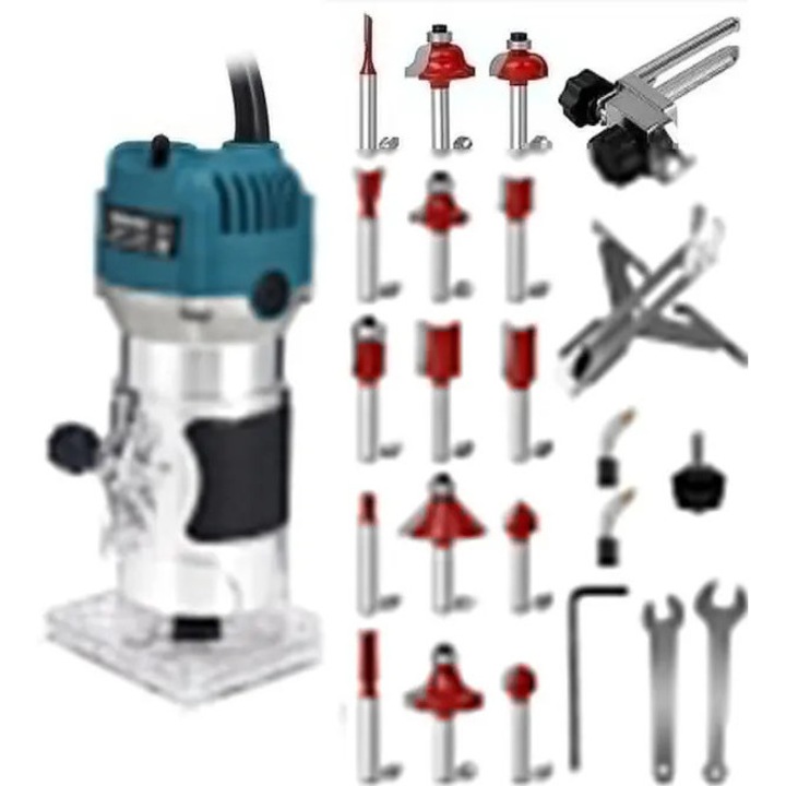 Фреза, 800W, 30000rpm, 6.35mm, комплект от 15 фрези, прозрачна, 220V