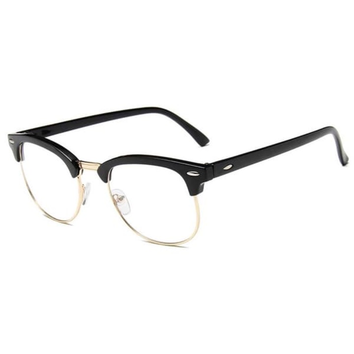 Ochelari Clubmaster metal aurit negru lentile transparente 144x135mm