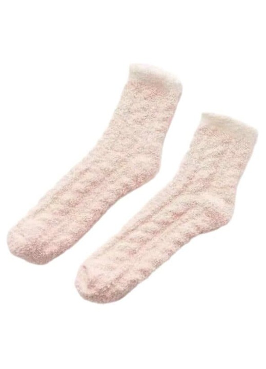 Sosete pufoase din carpa – Fleece moale si calduros, roz