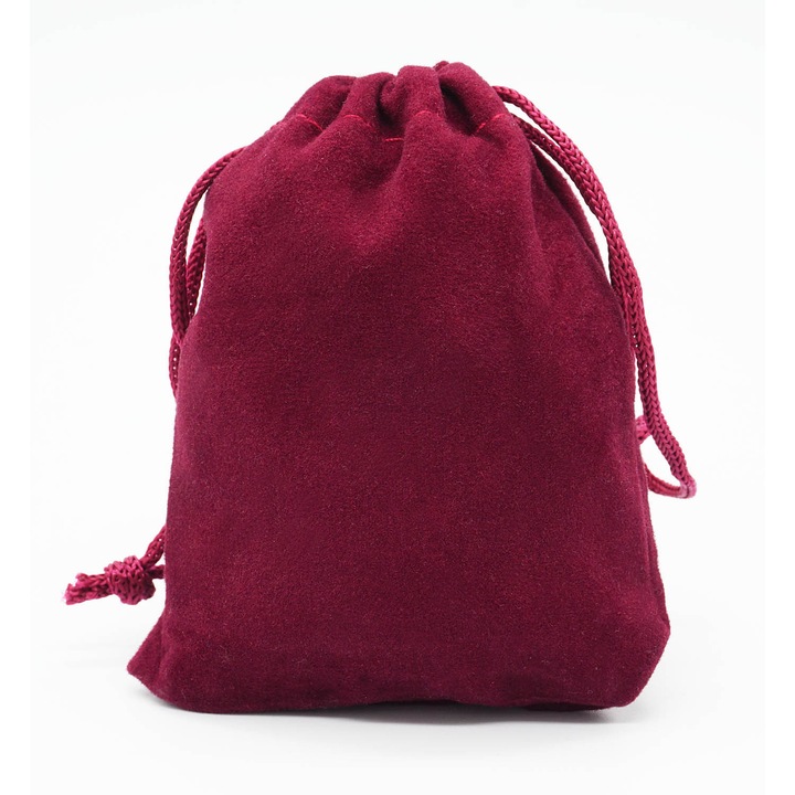 Saculet catifelat pentru bijuterii, bordo, 7x9cm