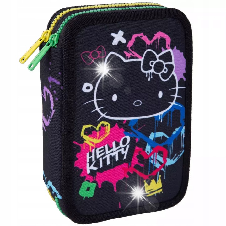 Penar dublu Coolpack Jumper 2, Hello Kitty, negru neon