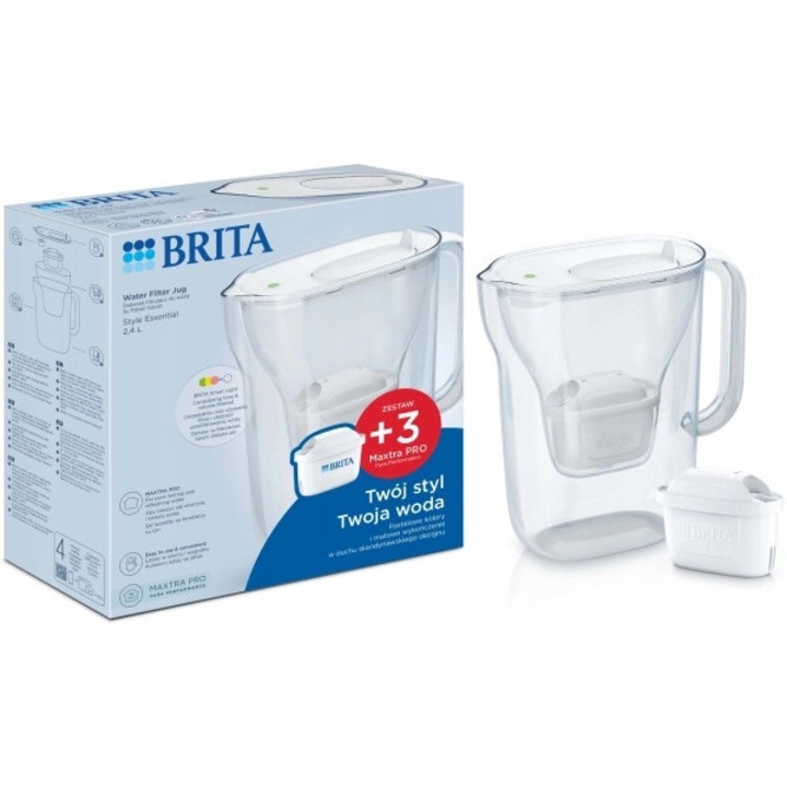Кана за филтриране Brita Style Essential, 2.4л, 3 филтъра, бяла