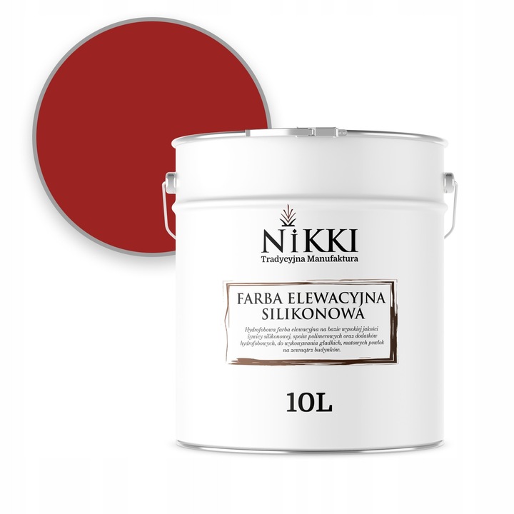 NIKKI kültéri homlokzatfesték 5L matt piros RAL3001 UV-álló
