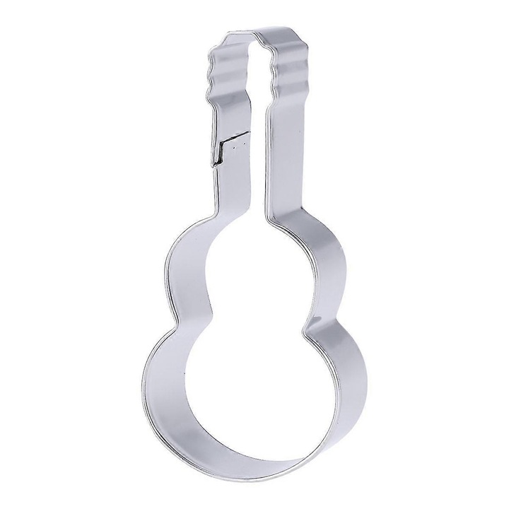 Gitár alakú rozsdamentes acél süteményforma, ezüst, 9.3x4.2x2.5cm