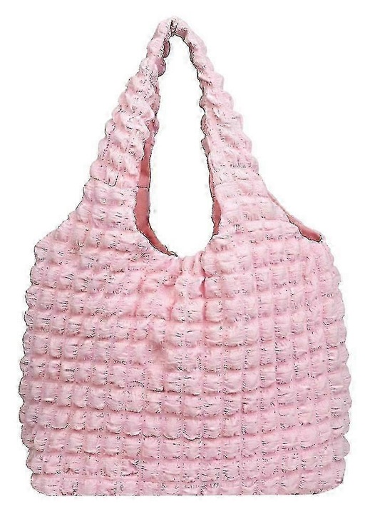 Női multifunkcionális táska, nylon, fekete-fehér-rózsaszín, 30x25cm