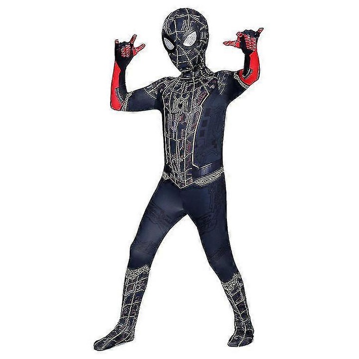 Костюм Spiderman за деца, гащеризон и шапка, полиестер, многоцветен, 110-180см