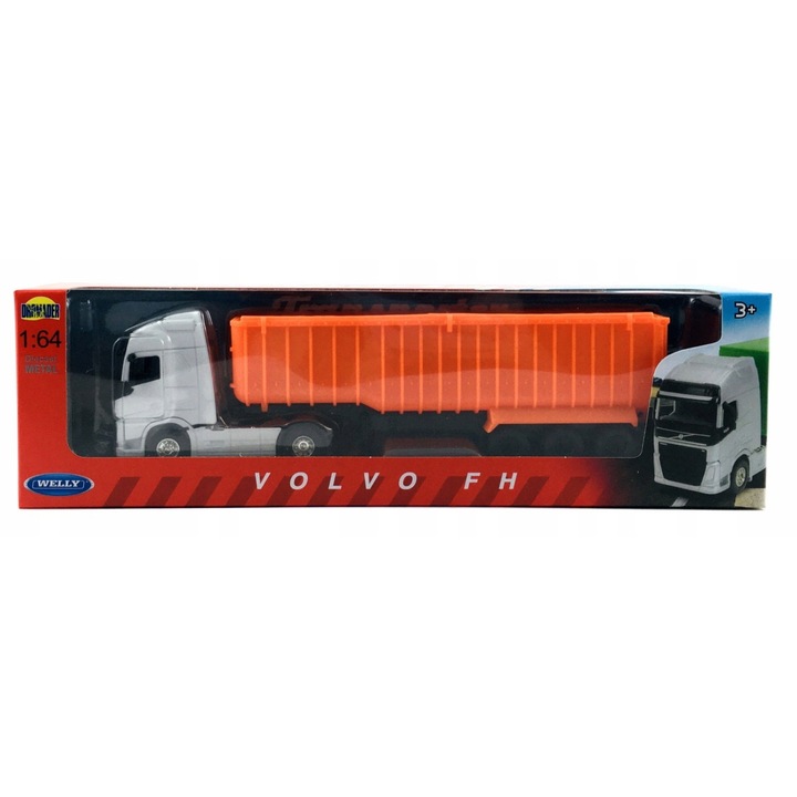 Volvo FH Welly teherautó modell 1:64 fém műanyag 22.5x6.5x4cm