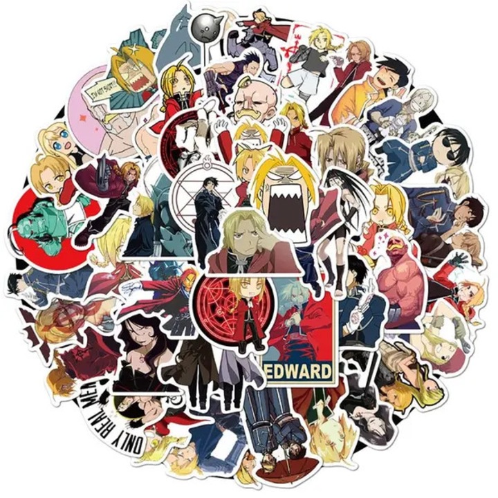 50 db Fullmetal Alchemist matrica szett, PVC, többszínű, 4x8cm