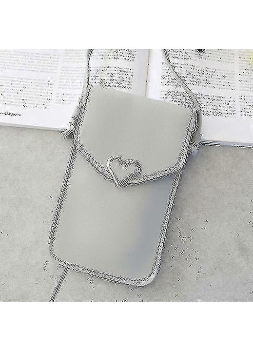 Női táska, puha bőr, világosszürke színű, kicsi, crossbody