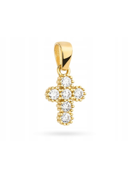 Cruciulita aur 14k Marko cu zirconii albe 7x15mm