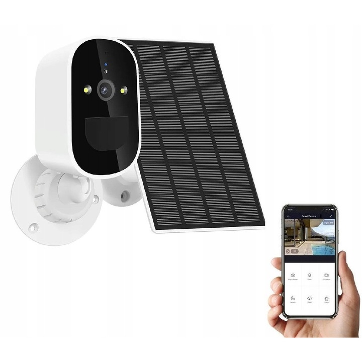 Napelemes térfigyelő kamera Full HD, WiFi, fekete-fehér, 1920x1080, IP66, 110°