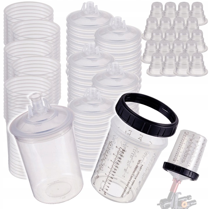 Készlet 50 db TC Technic 800ml eldobható festék keverő pohár 190um szűrővel és fedéllel