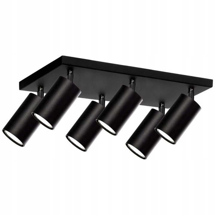 Lampa spot tavan-perete, 6 puncte, negru, 45x25x16cm