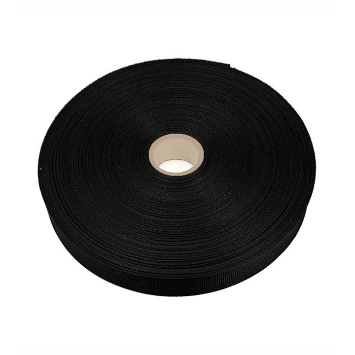 Banda ripsata textila 20 mm, 50 m folosita la intarirea cusaturilor, decoratiuni, artizanat, ruscaci, palarii culoare negru Ariadna