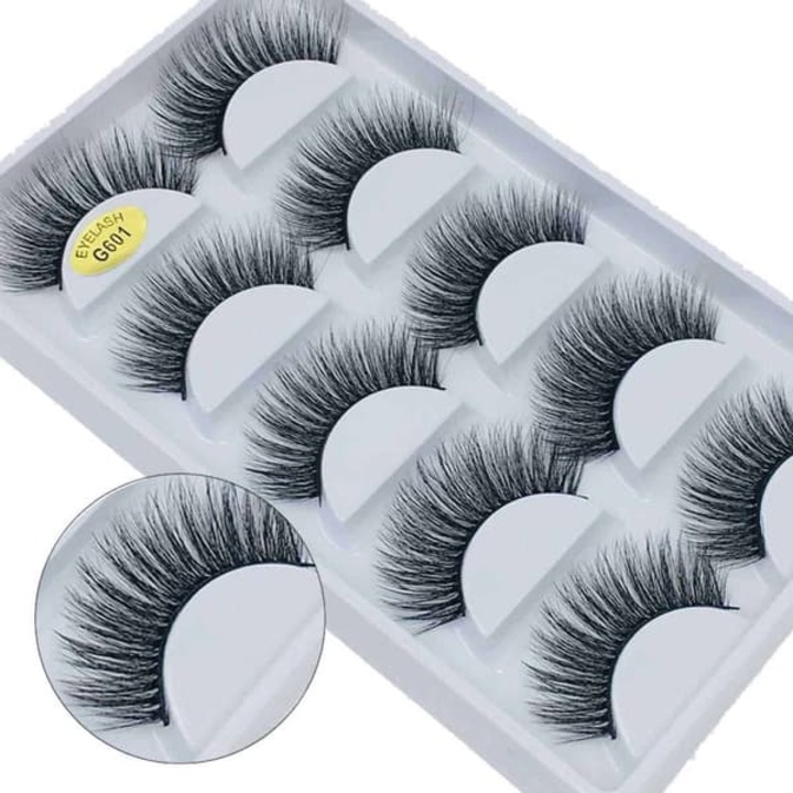 Gene false 3D faux mink, negre, 11mm, set 5 perechi