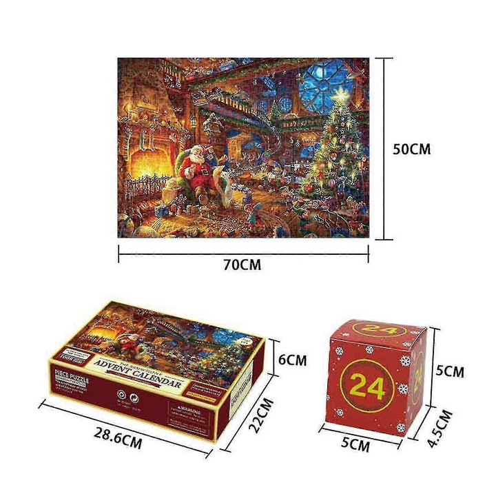 Puzzle Adventi Naptár Karácsony 2023, 1008 darab, többszínű, 70x50cm