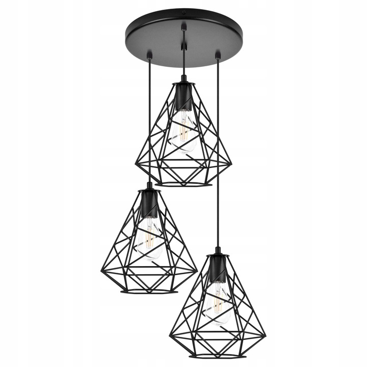 Függőlámpa loft fekete fém geometrikus 24x26x8cm állítható LED E27