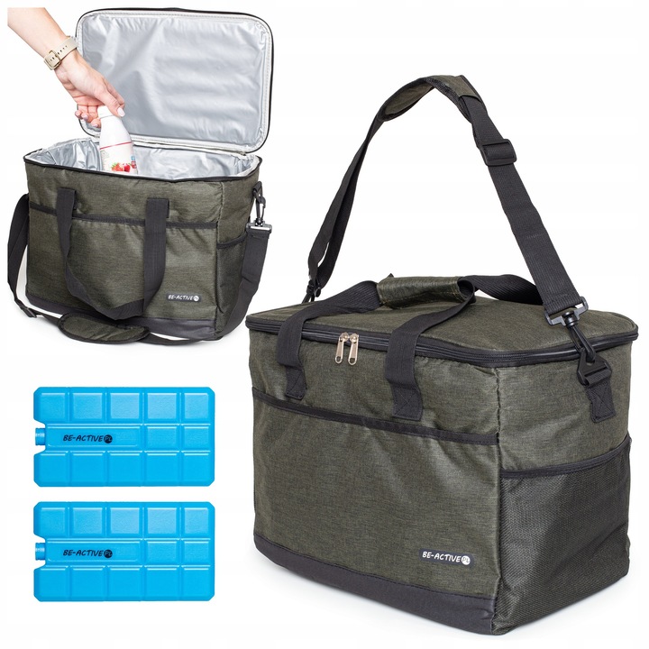 Be-active hűtőtáska 26,5L, 2 hűtőbetéttel, szürke, 38x24x30cm