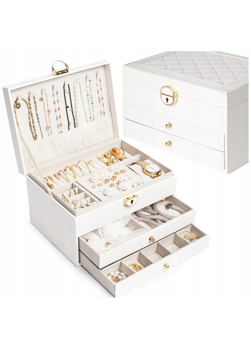 Cutie bijuterii Be-active organizator elegant bej 23x17x13.5cm