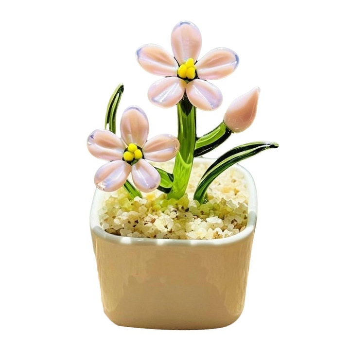 Aranjament floral mini sticla, OEM, roz, 5.3x10cm