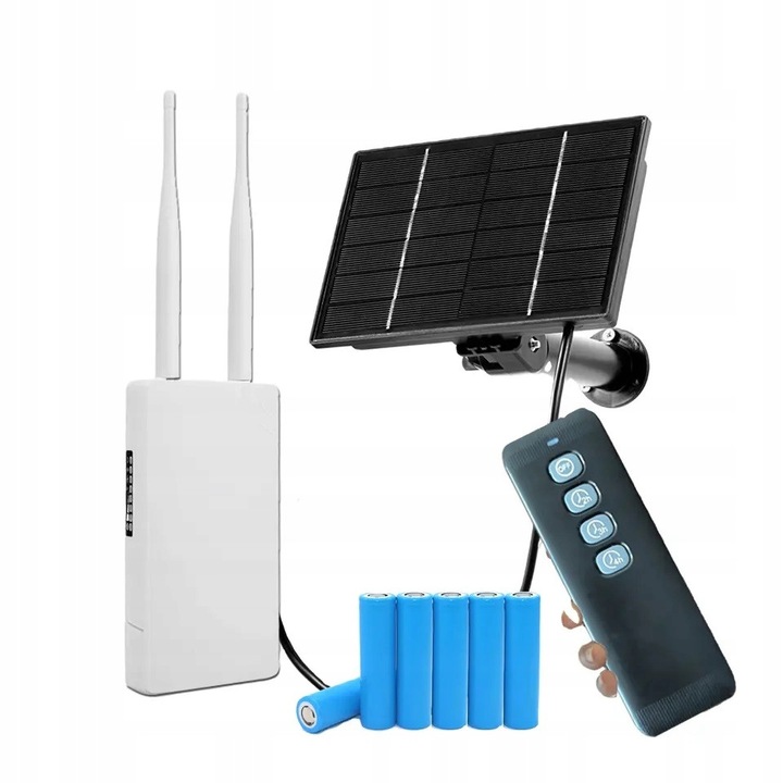 4G LTE napelemes router WiFi-vel és napelem panellel, 18000mAh akkumulátorok, IP66, komplett szett