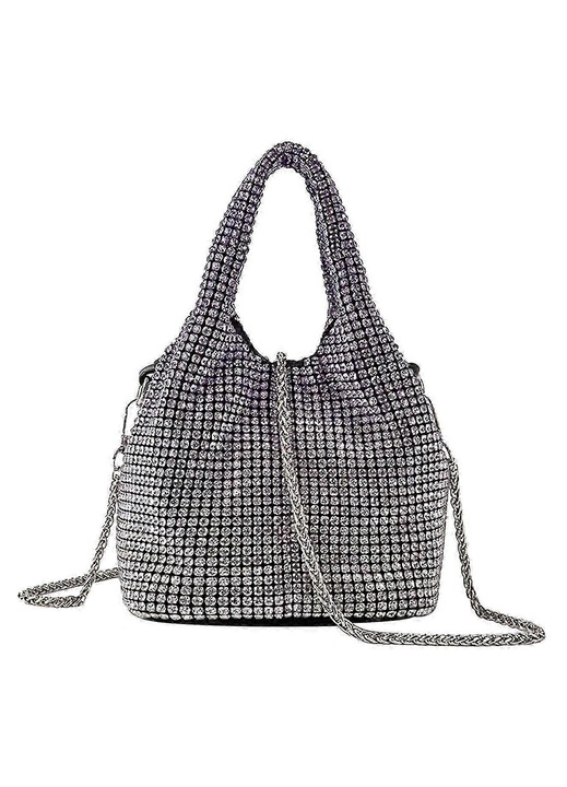 Női táska, tote, többszínű, 15x14x14cm, strasszos, elegáns