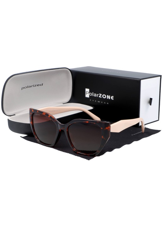 Ochelari de soare dama PolarZone PZ1003-2 polaroid maro roz 53x44x145mm