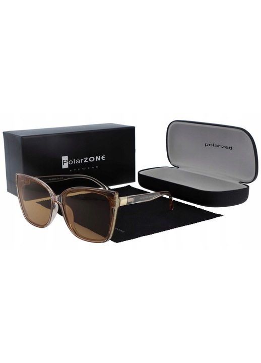 Ochelari de soare dama PolarZone PZ892-15 polarizati bej transparent 62x56x142mm