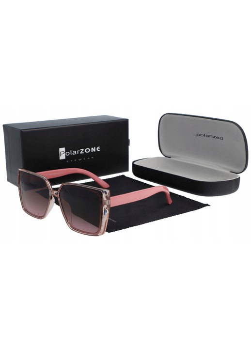 Ochelari de soare dama PolarZone PZ964-6 polaroid roz bej 58x53x142mm