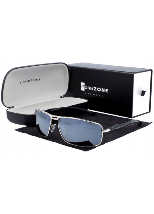 PolarZone PZ106-4 férfi polarizált napszemüveg, szürke-ezüst, 64x42x138mm
