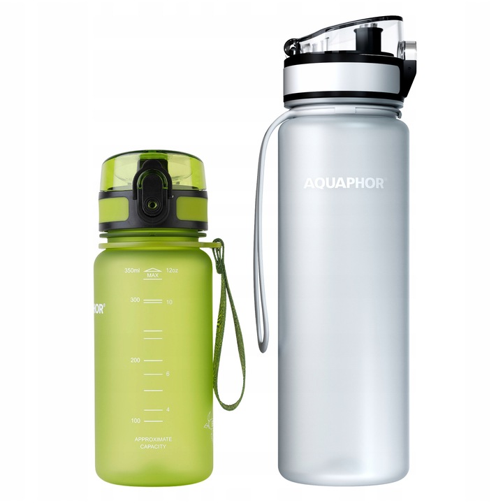 Set 2 sticle filtrante Aquaphor City 350ml verde 500ml alb
