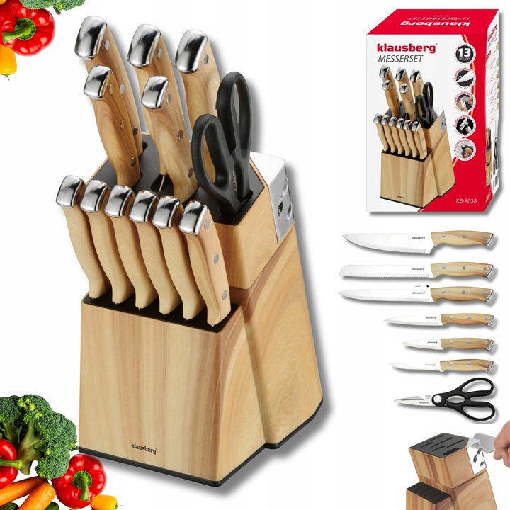 Klausberg KB-9038 késkészlet konyhai és steak felhasználásra, tartóval