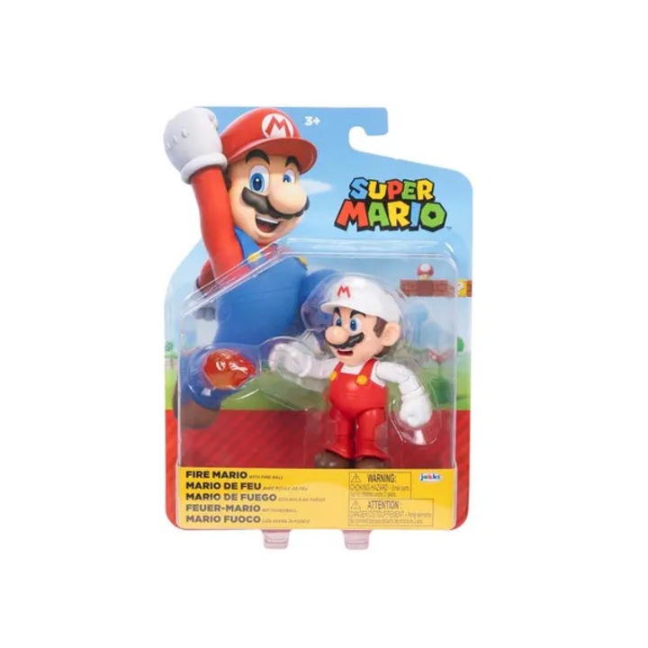 Super Mario figura, 10cm, többszínű, tűzgolyókkal