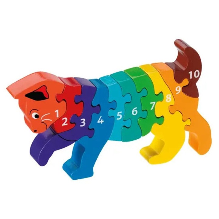 Többszínű macska puzzle 21x12cm gumiból, 10 darabos szett