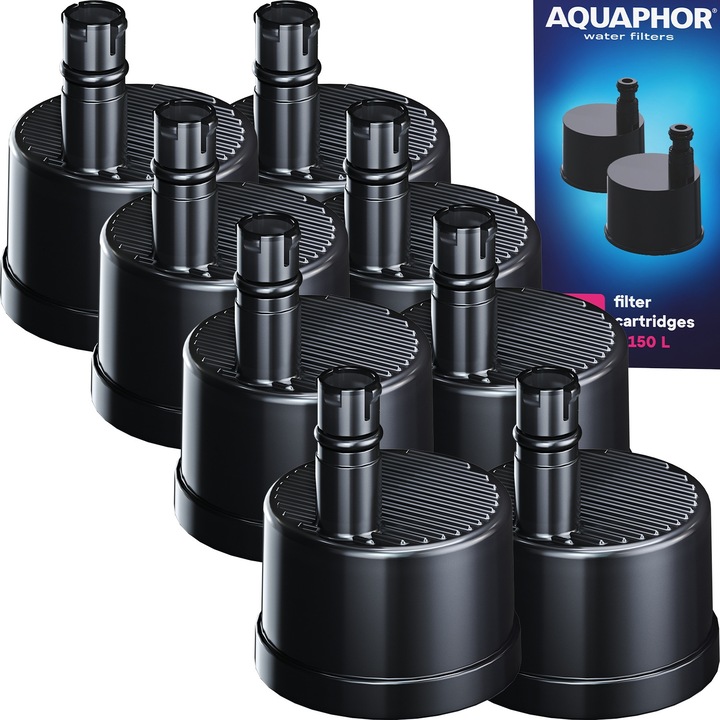 Set 8 filtre carbune Aquaphor City, negru, 150l capacitate