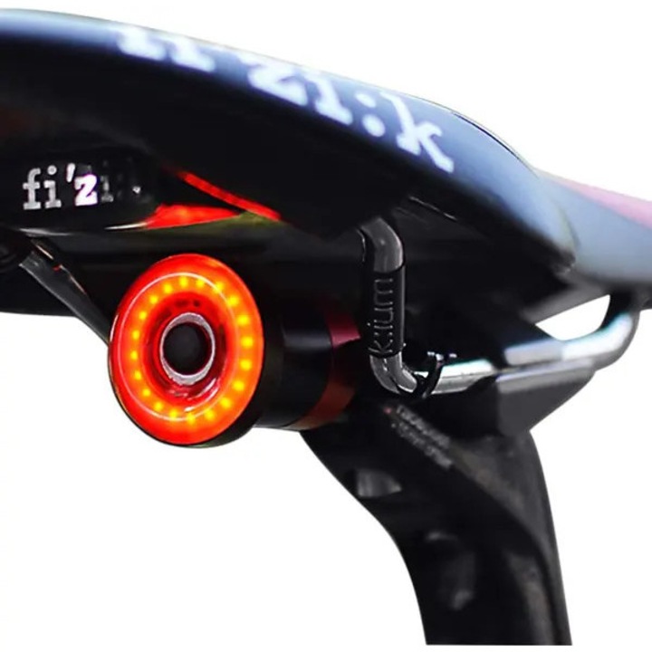 USB újratölthető kerékpár hátsó lámpa, automata, IPX6, 180° láthatóság, fekete